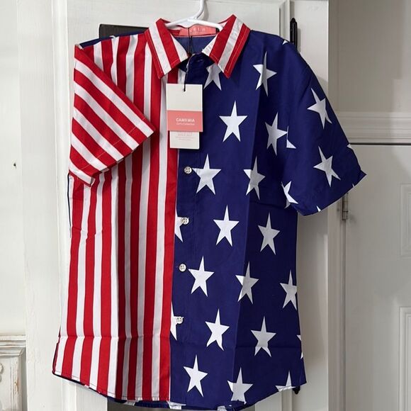 SSLR Collection AMERICAN FLAG Red and Blue Kids Shirt!🇺🇸 - Picture 5 of 6